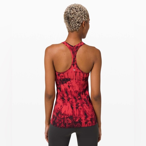Lululemon Red and Black Tie-Dye Cool Racerback II Nulu Game Day Tank Top Size 6 - Picture 5 of 13
